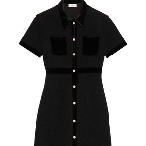 ISO SANDRO PAULETTE VELVET TRIM MINI DRESS